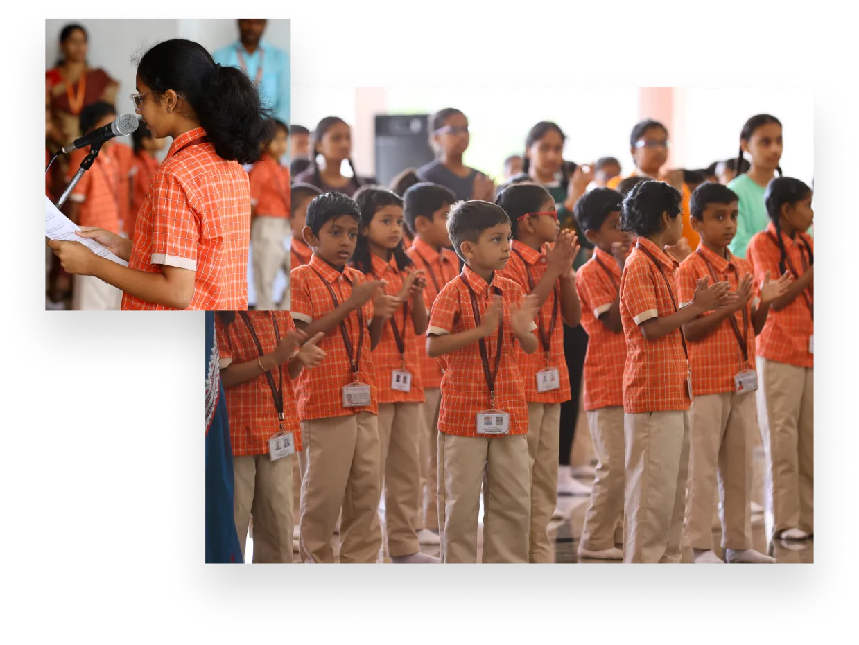 Vishwa Vidyapeeth students participating in a school activity in Varthur
