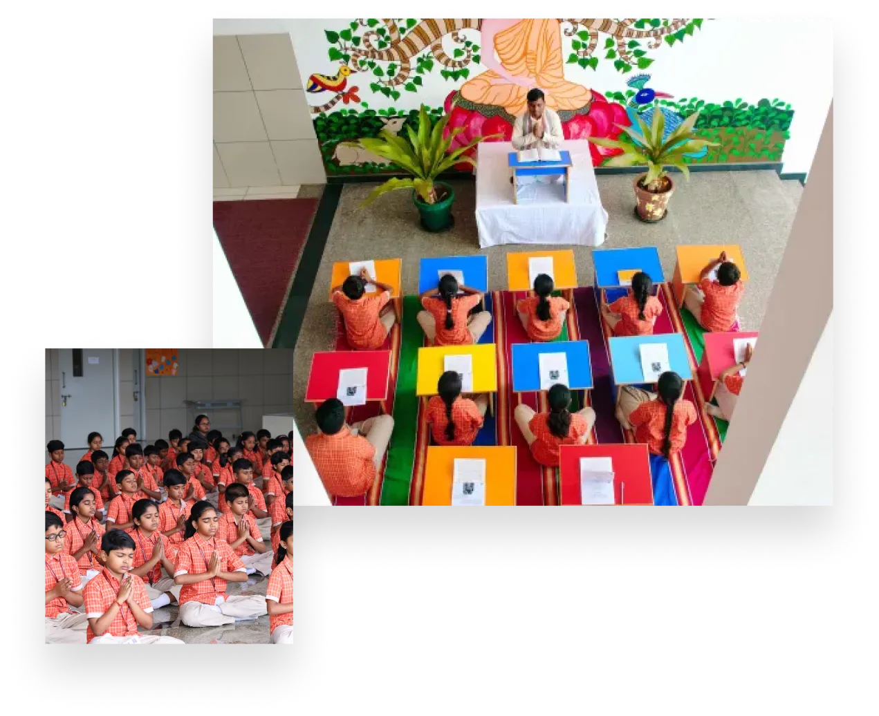 Vishwa Vidyapeeth students participating in meditation and mindfulness activities in Varthur